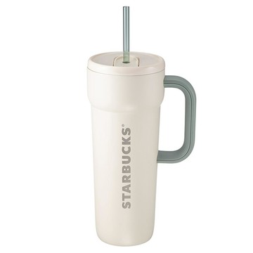 STARBUCKS 24OZ柔和米不鏽鋼把手杯