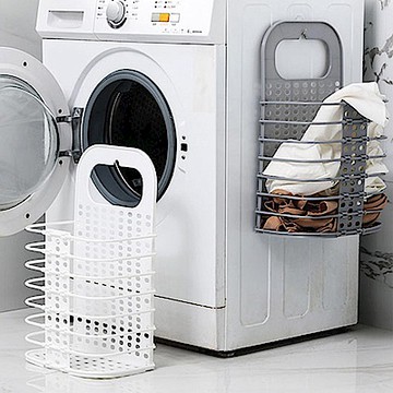 iSFun 無印收納 壁掛式摺疊手提洗衣籃(附掛鉤)