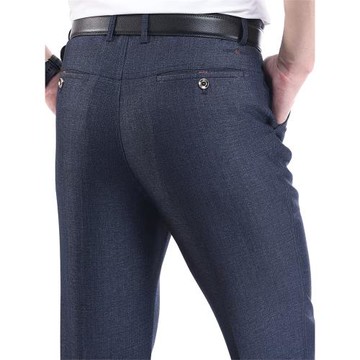 春秋薄款中老年休閑褲男褲爸爸裝老人高腰深襠西褲寬松春秋季厚款