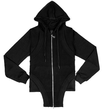 美式復古 原創裡布外翻 不規則小眾拉鏈 黑色連帽衛衣