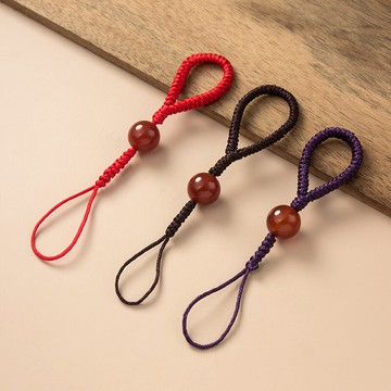 瑪瑙指環繩圈掛飾手機鑰匙鏈手工編織手繩包掛件汽車遙控器鑰匙扣
