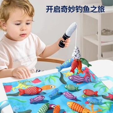 【包郵】跨境益智嬰幼兒布藝早教專注力認知安撫收納趣味釣魚玩具