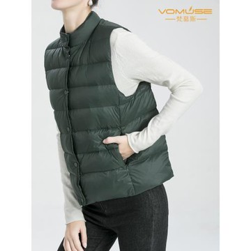 輕薄羽絨馬甲女短款背心馬夾外穿白鴨絨保暖立領修身外套2025冬新