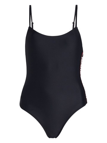 Karl Lagerfeld - Essential logo-print swimsuit - women - Recycled Polyamide/Spandex/Elastane - XS - Black