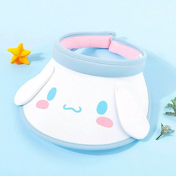 韓國配件連線 - 透氣網眼大帽簷遮陽帽-卡通人物大耳狗-白X天藍 (頭圍約52~54cm)