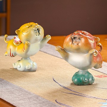 全銅卡通老虎擺件2022本命年禮物客廳如虎添翼擺設喬遷新居工藝品