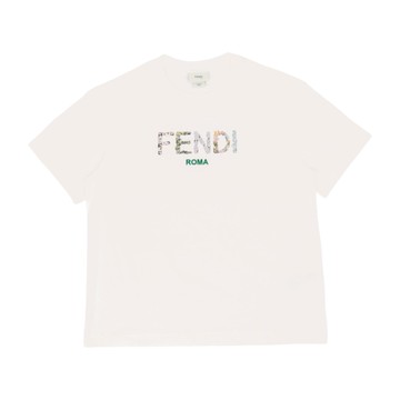 FENDI Kids FENDI logo 白色短袖 T-Shirt