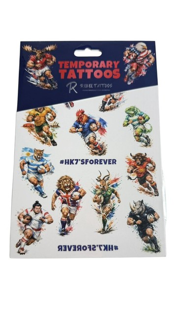 RUGBY7、動物紋、香港、國家等多種圖案的臨時紋身貼紙——橄