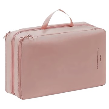 雙層絲柔質感旅行收納袋 壓縮收納  小號(34 x 22 x 12cm)  莫蘭迪粉