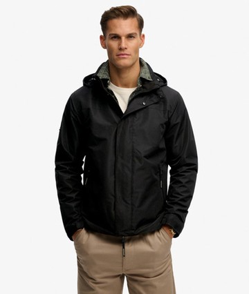 Superdry Men's Hooded Shell Jacket Black Size: XL