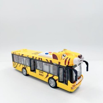 老虎巴士車開門文藝車玩兒童慣性聲光塑膠益智高鐵火車公交車玩具