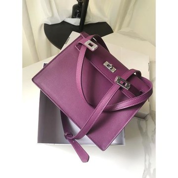 跳舞包海葵紫凱莉包真皮洋氣單肩包高級感百搭小方包雙肩背包包女