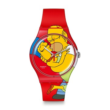 Swatch SWEET EMBRACE 辛普森家庭/男錶/女錶/瑞士製造 SO29Z120 (41mm)【官方旗艦店】