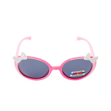 【Z-POLS】橡膠軟質彈性舒適蝴蝶結設計款 淺粉白配色Polarized頂級偏光抗UV400太陽眼鏡(兒童專用偏光鏡)