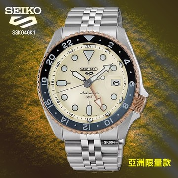 SEIKO精工 亞洲限量款 5 SPORTS運動機械GMT灰白面42.5㎜ SK004(SSK046K1/4R34-00N0S)