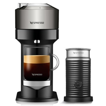 Nespresso Vertuo Next 膠囊咖啡機(奢華銀) & 黑色奶泡機組合