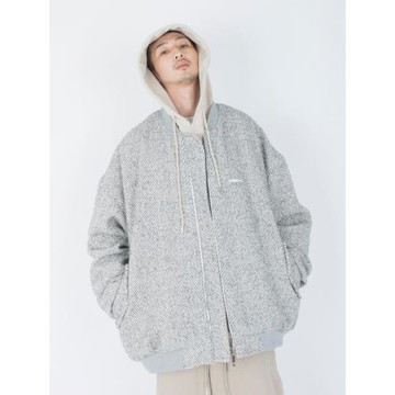 STREAMLET.CHEN:COAT/重磅940g 原創鐳射標示棒球服 寬松毛呢外套