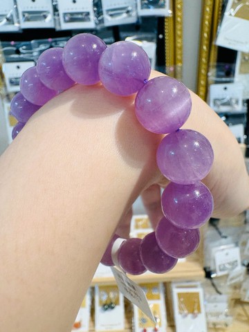 自用精品強光貓眼仙女濃色紫鋰輝12mm54.49g水晶改善睡眠緩解壓力