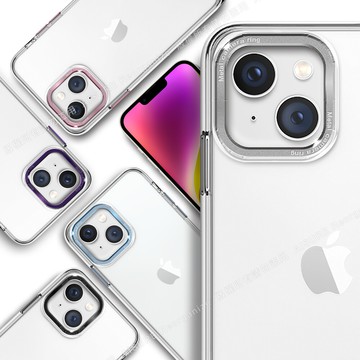city for iphone 14 6.1 金屬鏡頭框透明軍規殼