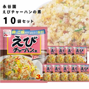 チャーハンの素 送料無料 永谷園 具入り 炒飯の素 10袋セット えびチャーハンの素 海老 即席 簡単 味付け 味ごはん ご飯 アレンジ レトル