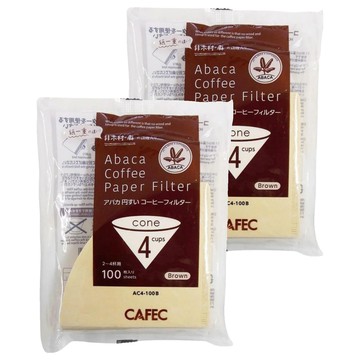 CAFEC 麻纖維錐形濾紙 棕色 2~4杯份  100張  2包