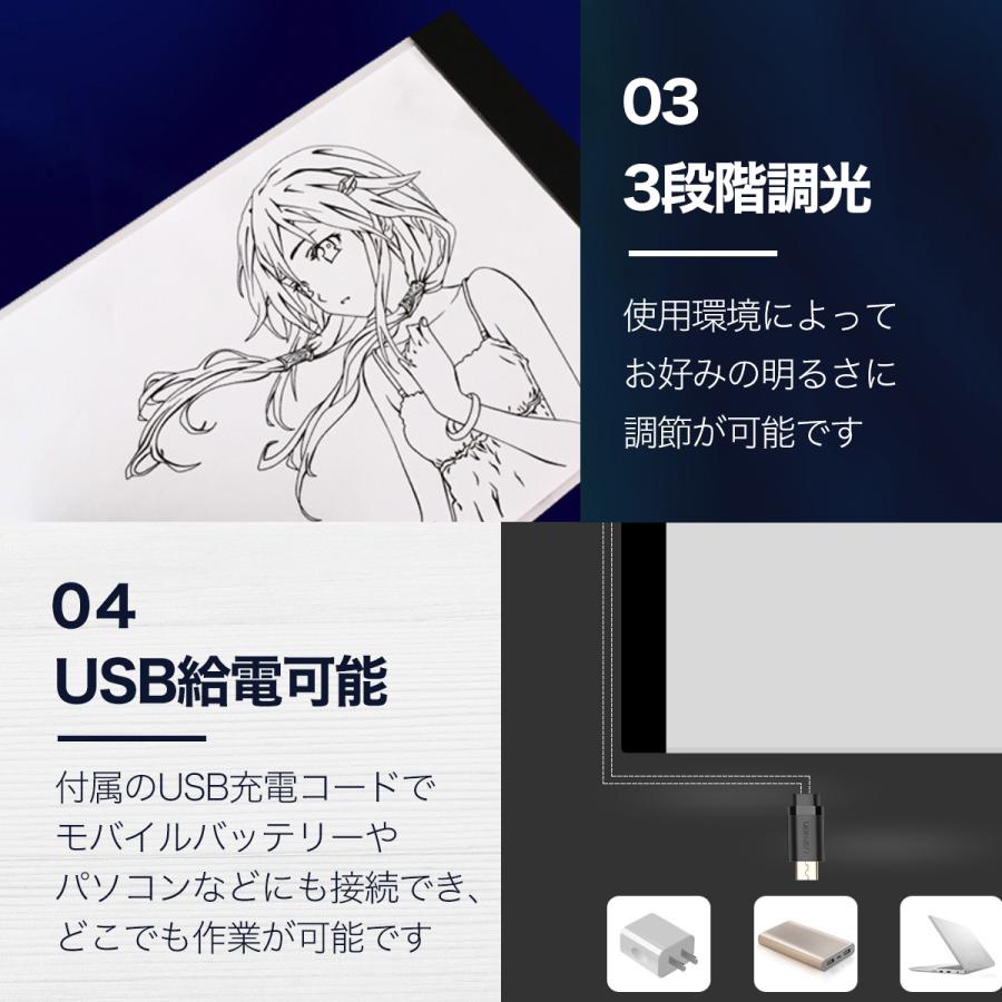 トレース台 A4 LED ライト トレースボード トレース板 usb 給電 子供 ライトボックス 子供用 おもちゃ 薄型 調光 イラスト アニメ ライトテーブル