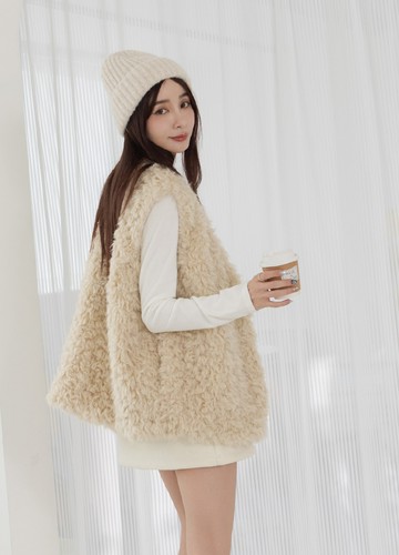 捲捲毛仿皮草背心