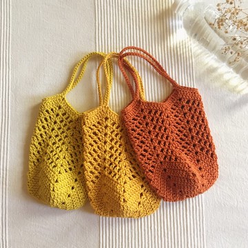 hm2。格紋編織 小物飲料提袋 橙色系