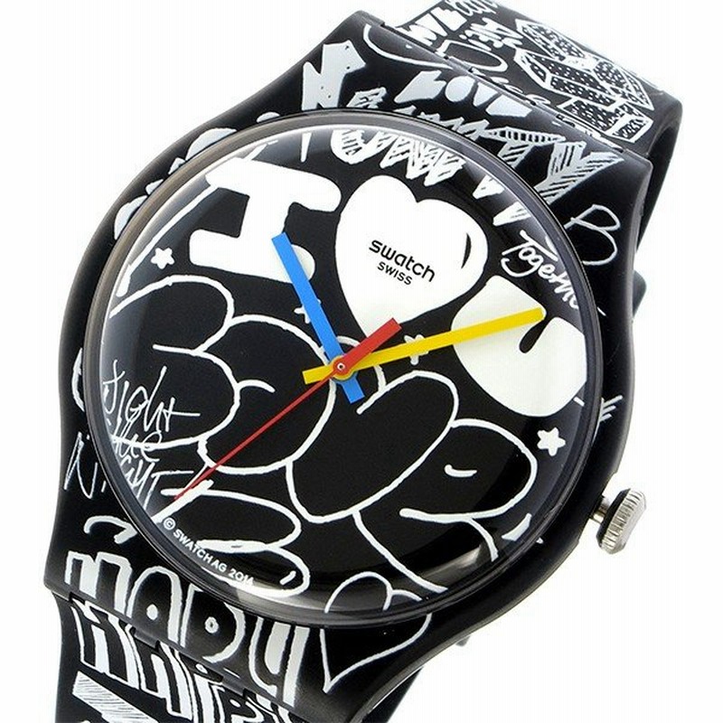 スウォッチ Swatch ラブ ウォール Love Wall クオーツ ユニセックス 腕時計 時計 Suob125 ブラック ホワイト 代引不可 通販 Lineポイント最大0 5 Get Lineショッピング