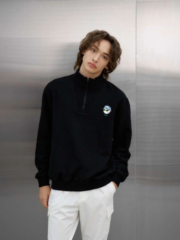 Go XO Swag Ball Half Zip Fleece Sweatshirt Black