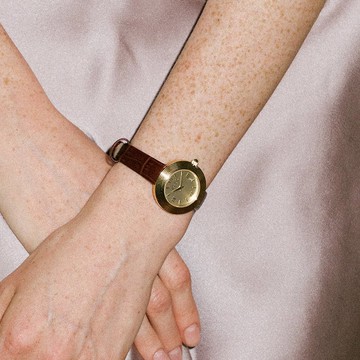 【Ven & Qu】Volante 金色腕錶 – 29mm 錶殼, 棕色皮革錶帶