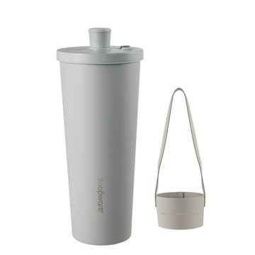 康寧SNAPWARE 鋅light輕瓷保溫保冰跳跳吸管杯850ml-峽谷灰