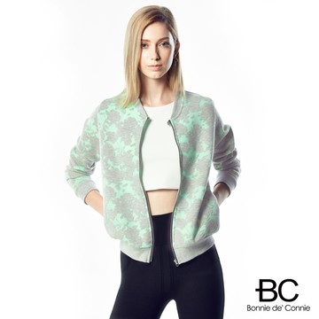 【法國BC】空氣針織緹花拉鍊外套(粉/綠 任選)