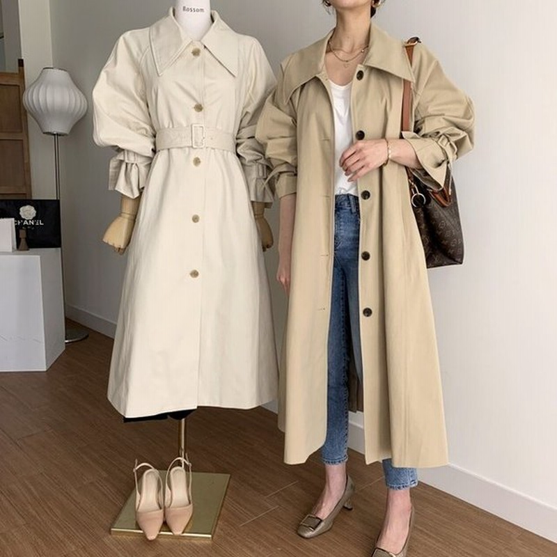 コート レディース 春 秋 カジュアル 新作 3色 S L アウター トレンチコート トレンチ ステンカラーコート ロングコート ロング丈 超ロング コート 超ロング丈 通販 Lineポイント最大0 5 Get Lineショッピング