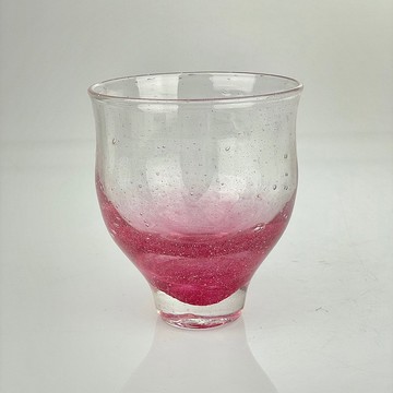 厚底曲線 敞口杯-粉 手作玻璃杯 純手工吹製
