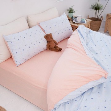 (單人)天然MIT有機棉刺蝟緹花針織寢具組-麻花粉橘∣三件組