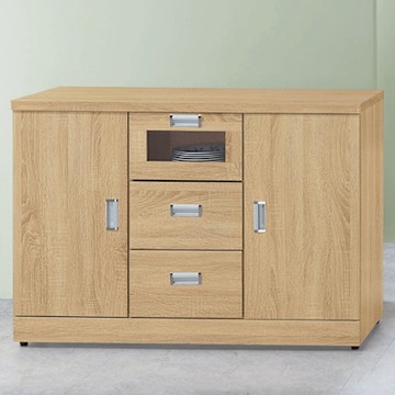 文創集 比佛利4尺二門三抽低餐櫃/收納櫃-121x43x86cm免組