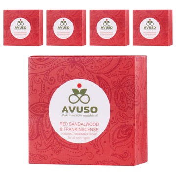 AVUSO 行道者 紅檀香乳香手工皂 100%天然植物油 適用於所有膚質  125g  5盒