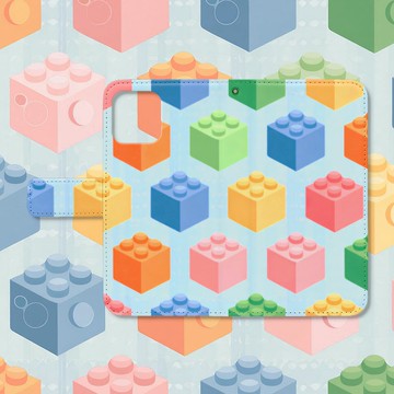 多彩方塊遊樂園筆記本型智慧型手機保護殼 [3] 相容於所有 iPhone 和 Android 型號，高品質類型