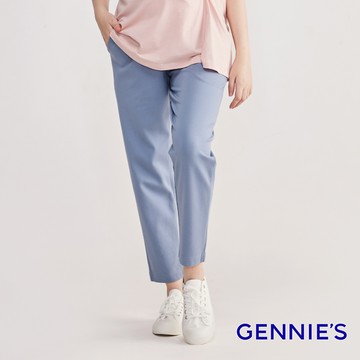 Gennies奇妮 舒適百搭上班孕婦八分褲(藍T4L11)