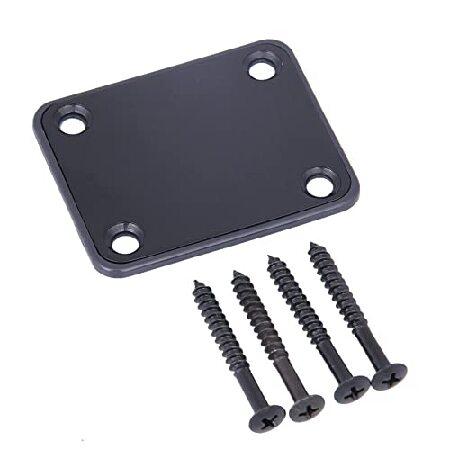Black Electric Guitar Neck Plate with Mounting Screws for Fender Stratocaster Telecaster