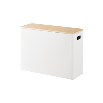 日本【YAMAZAKI】RIN質感木紋收納盒-附蓋(白)