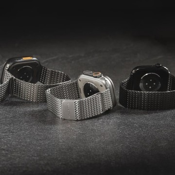 Moire 不鏽鋼磁扣錶環 黑色44/45/46/49mm