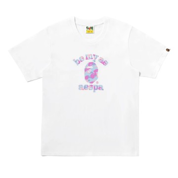 BAPE X AESPA COLLEGE RELAXED TEE - WHITE