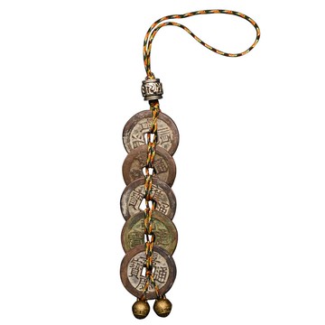 自然嘉真品五帝錢純銅掛件中式古幣隨身家居裝飾品