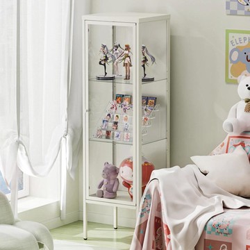 AOTTO 三層玻璃收藏收納展示櫃(收納櫃 置物櫃 手辦櫃 收藏 櫥櫃)暖白色