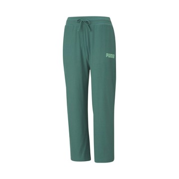 【PUMA】基本系列Modern Basics螺紋寬褲 女 長褲 綠色-58593845