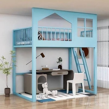 廠家直銷 🏠 複式二樓床高架床上床下空小戶型省空間二層上床下桌樹屋兒童高低 KH9Z