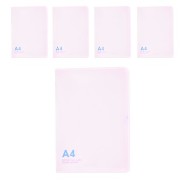 ECO Chungwoon A4彩色直式拉鍊文件包 5入  粉色