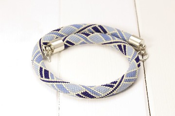 藍色種子珠項鍊珠子鉤針項鍊幾何項鍊時尚首飾